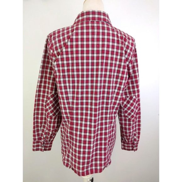 GH Bass Red Plaid Button Up Collared Shirt Size L - Picture 6 of 16